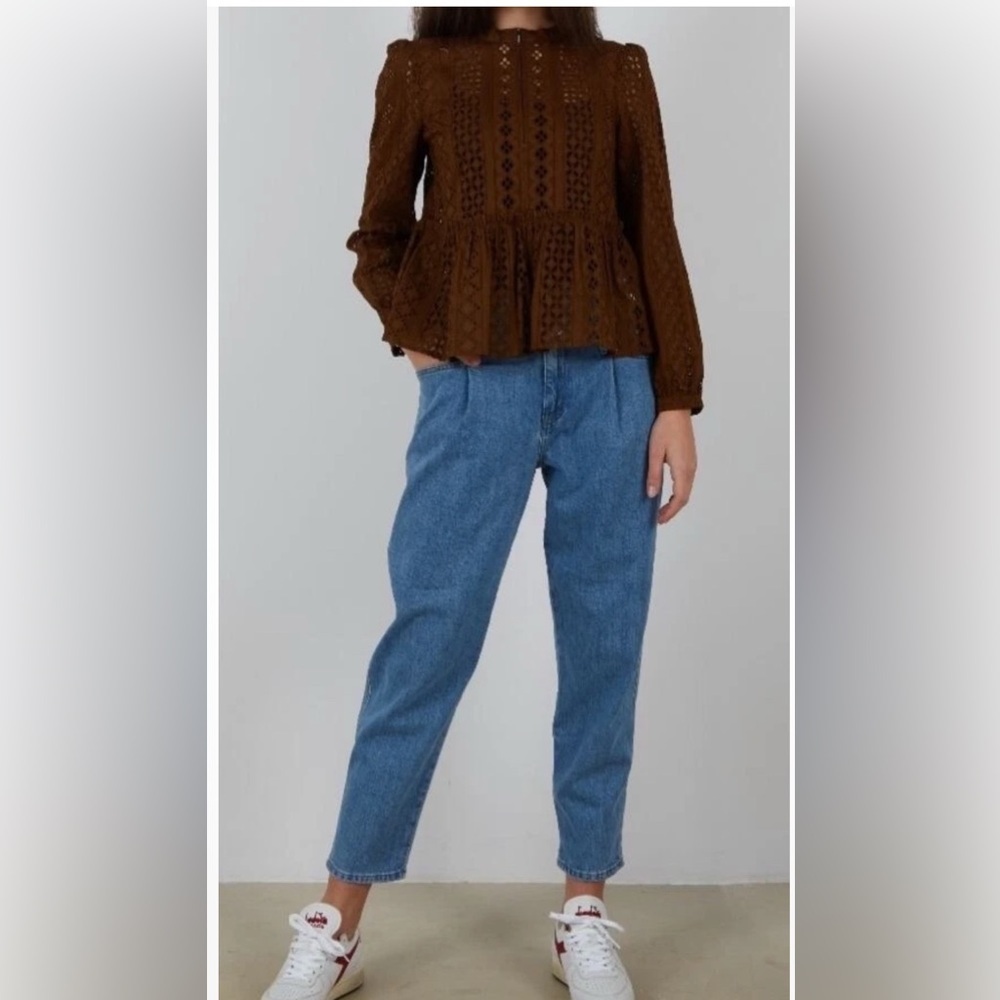 Nwt Baum Und Pferdgarten Elegant Brown Lace Long Sleeve Top|Size 4